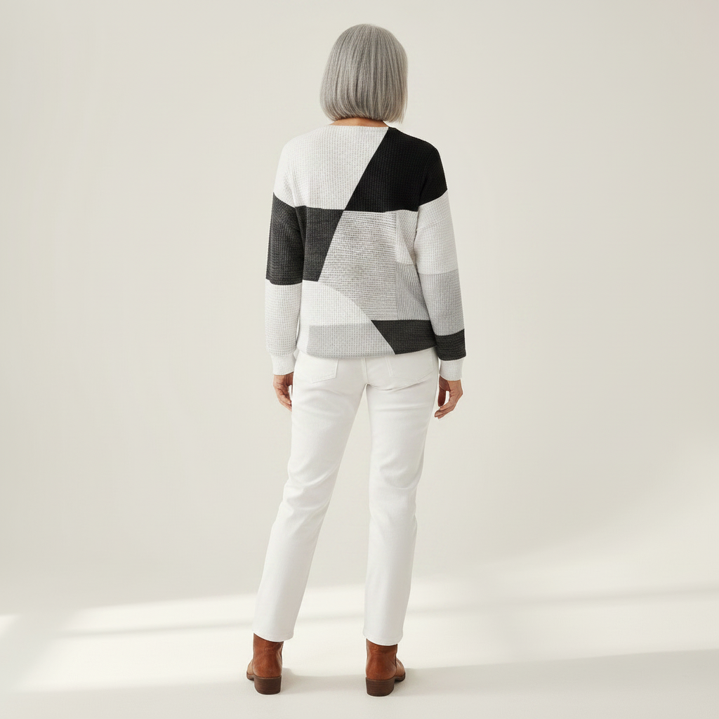 Christa | Patchwork-Pullover in Schwarz und Weiß