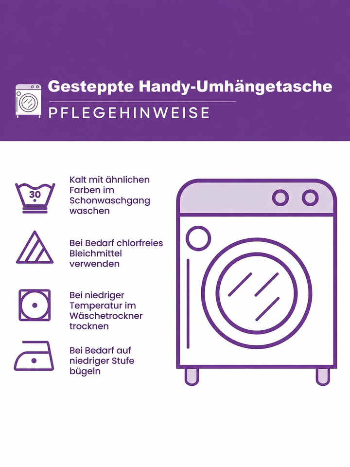 Schmale gesteppte Handy-Umhängetasche – Hexenfuchs im Kürbisfeld