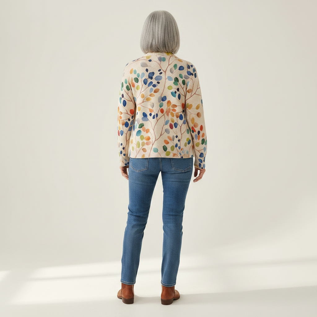 Anja | Strickjacke mit buntem Blättermuster