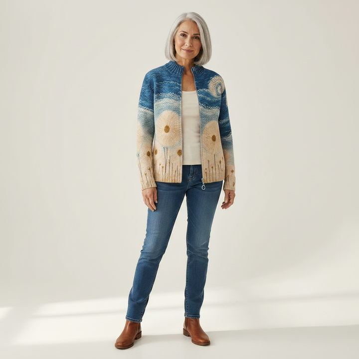 Renate | Strickjacke mit Pusteblumen-Motiv