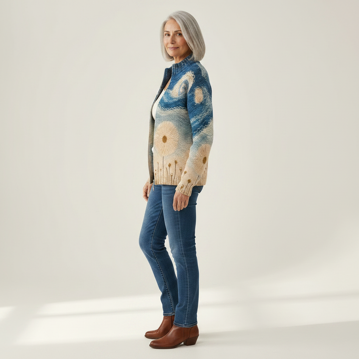 Renate | Strickjacke mit Pusteblumen-Motiv