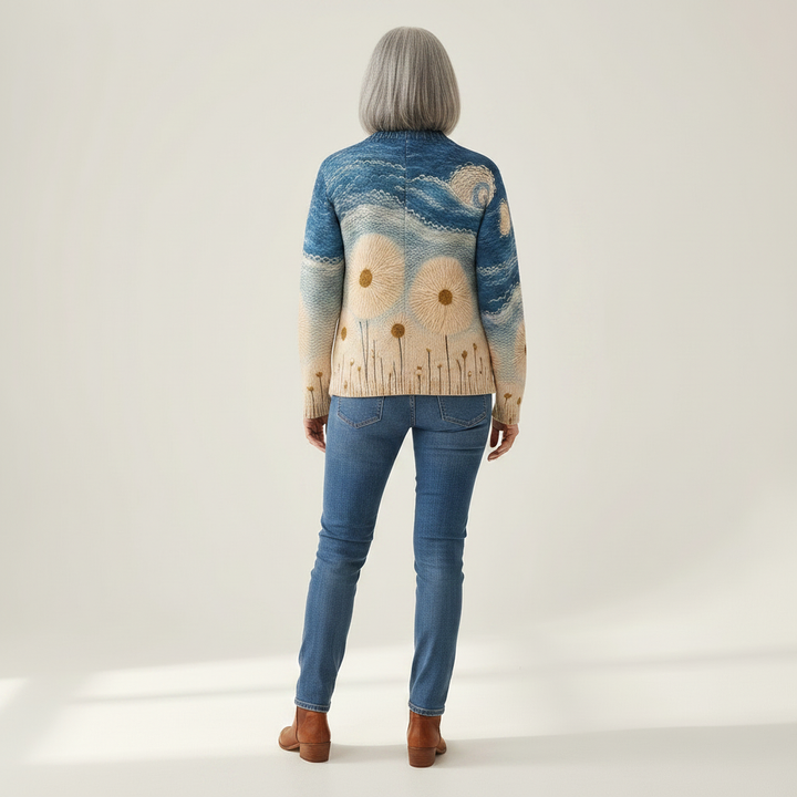 Renate | Strickjacke mit Pusteblumen-Motiv