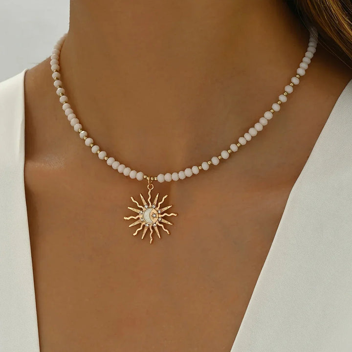Boho-Collier Goldene Sonne