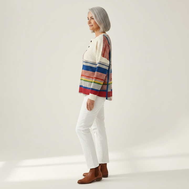 Hanne | Pullover mit Streifen und Farbflächen