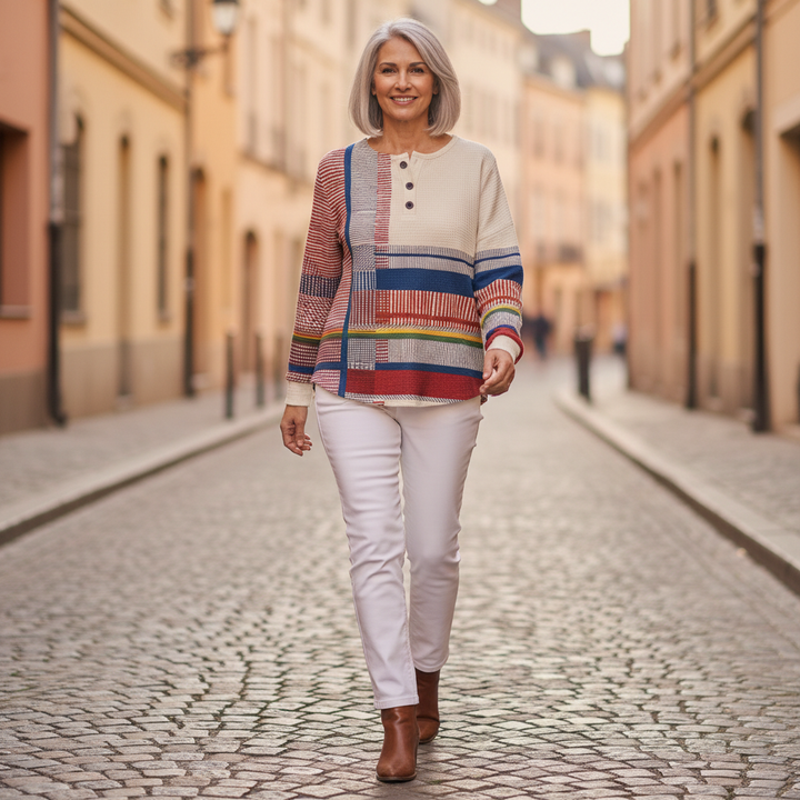 Hanne | Pullover mit Streifen und Farbflächen