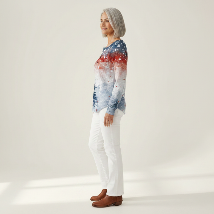Astrid | Weihnachtspullover in Hellblau mit Tannenbaum
