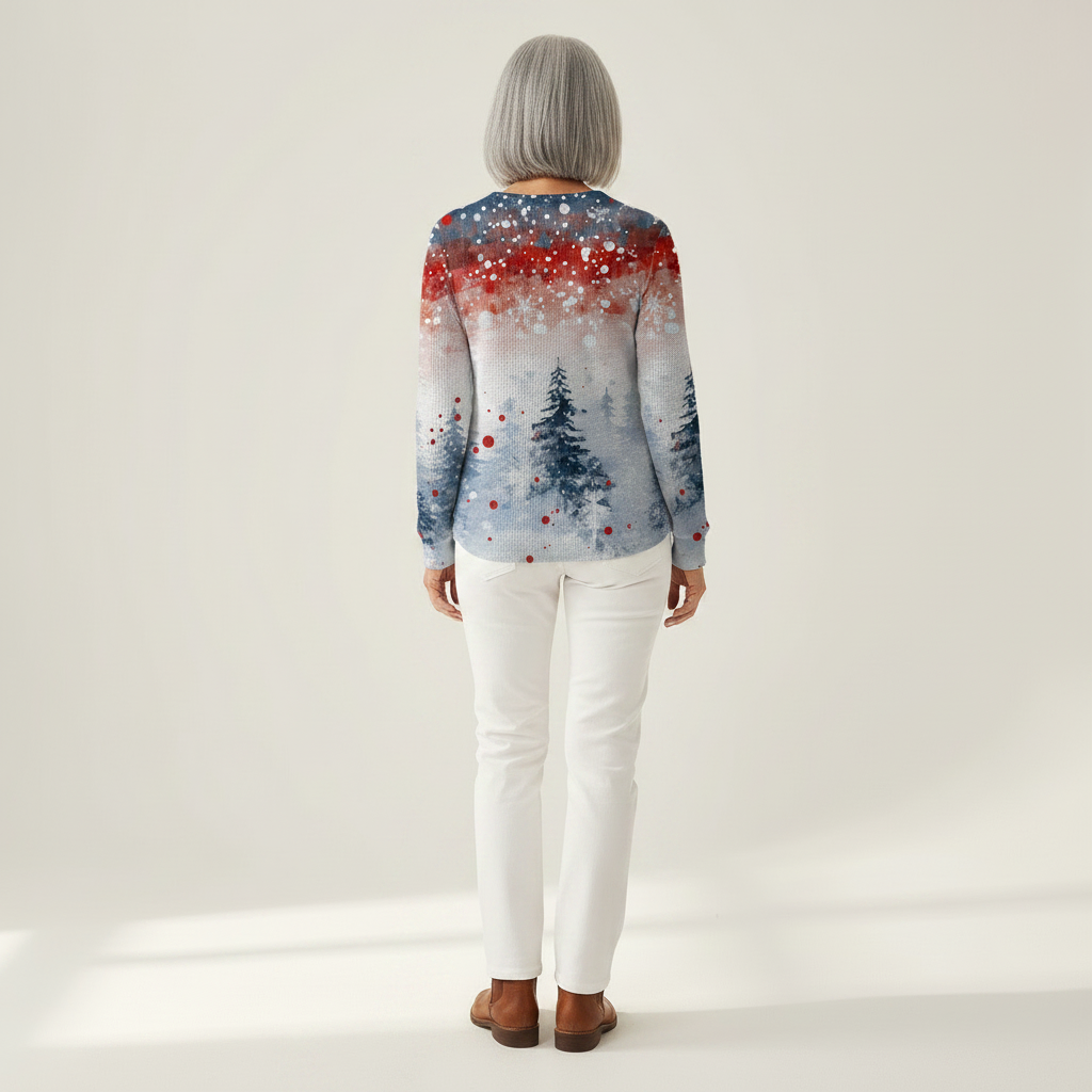 Astrid | Weihnachtspullover in Hellblau mit Tannenbaum