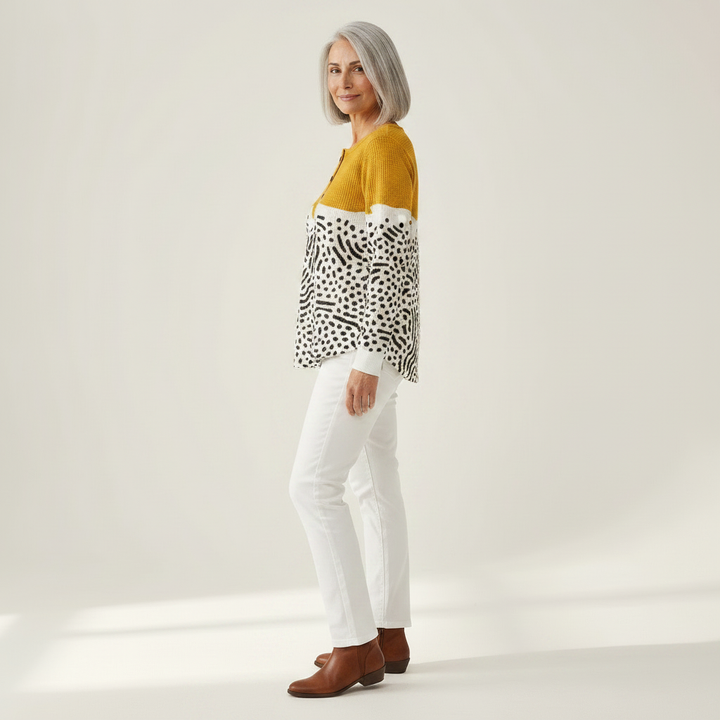 Frieda | Pullover in Senfgelb mit Punktmuster