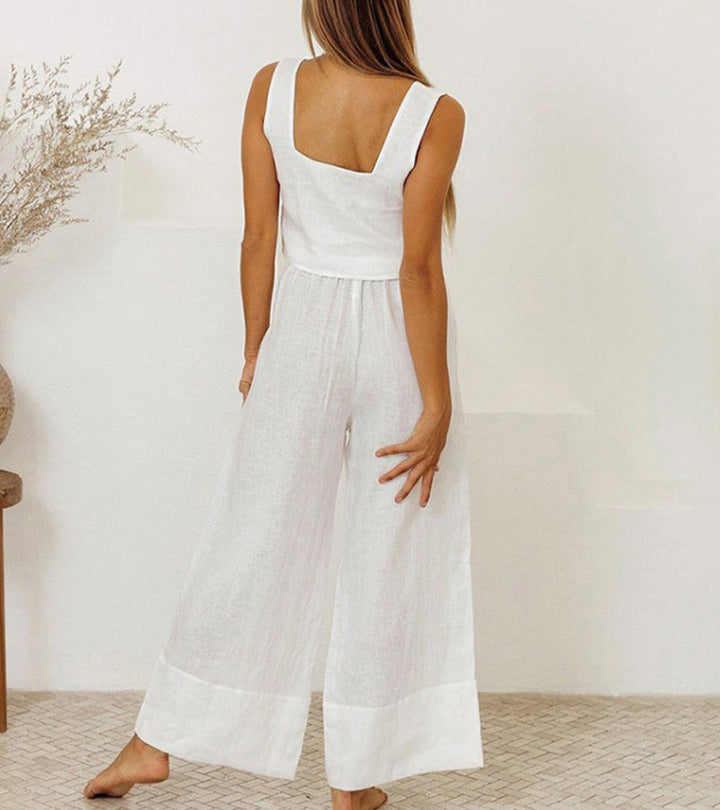 Helene | Minimalistisches Top und ausgestellte Hose Set