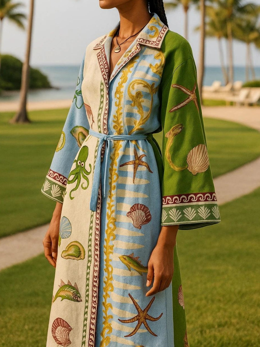 Renate | Midi Shirt Dress with Print and Belt
