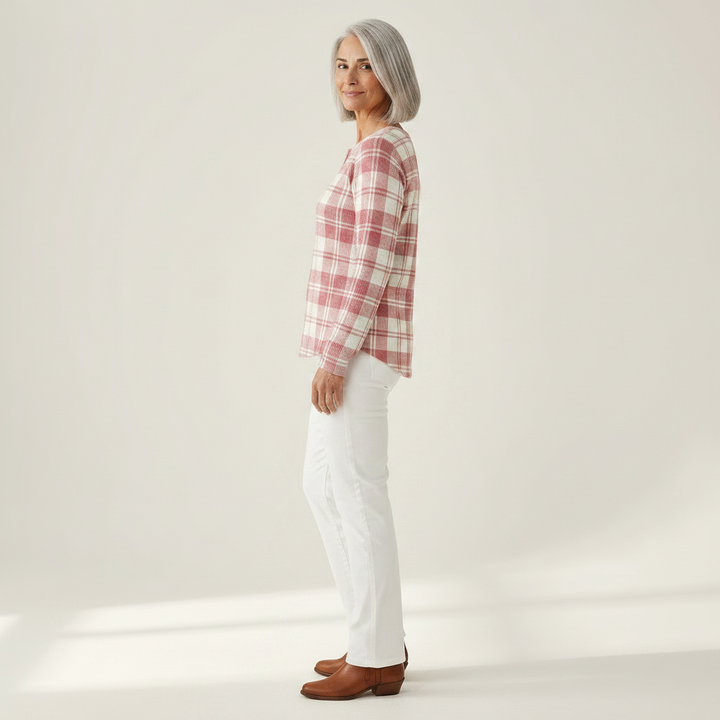Svenja | Pullover mit Karomuster in Rosé