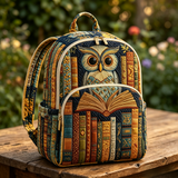 Gesteppter Rucksack – Eule und Bücher