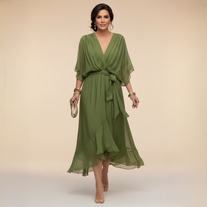 Regina | V-Neck Chiffon Dress
