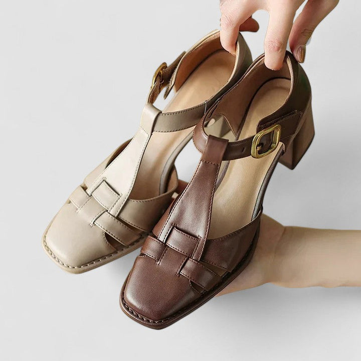 Wilma | Orthopedic Block Heels with T-Strap