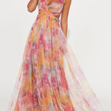 Antonia | Blumenprint Maxikleid mit V-Ausschnitt