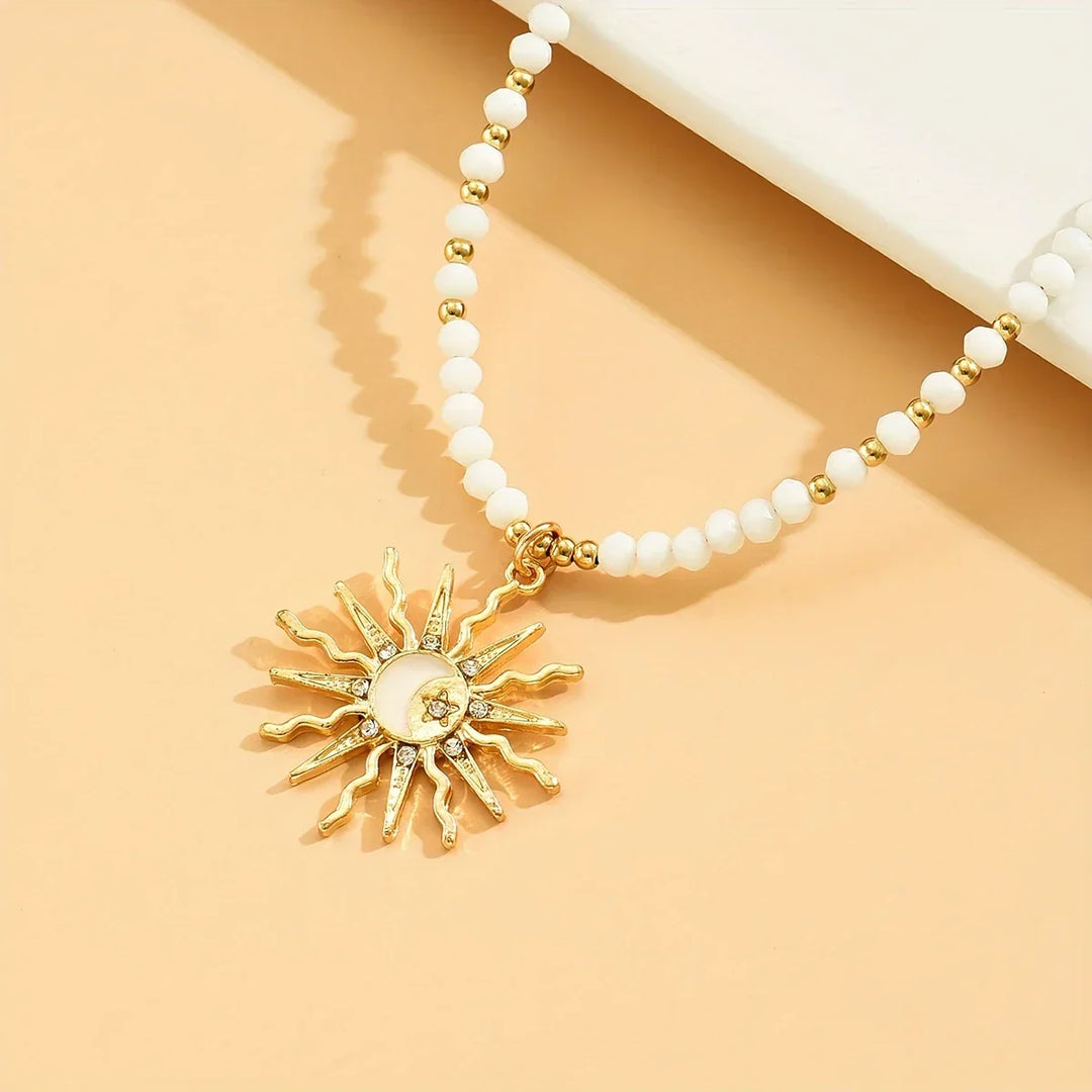 Boho-Collier Goldene Sonne