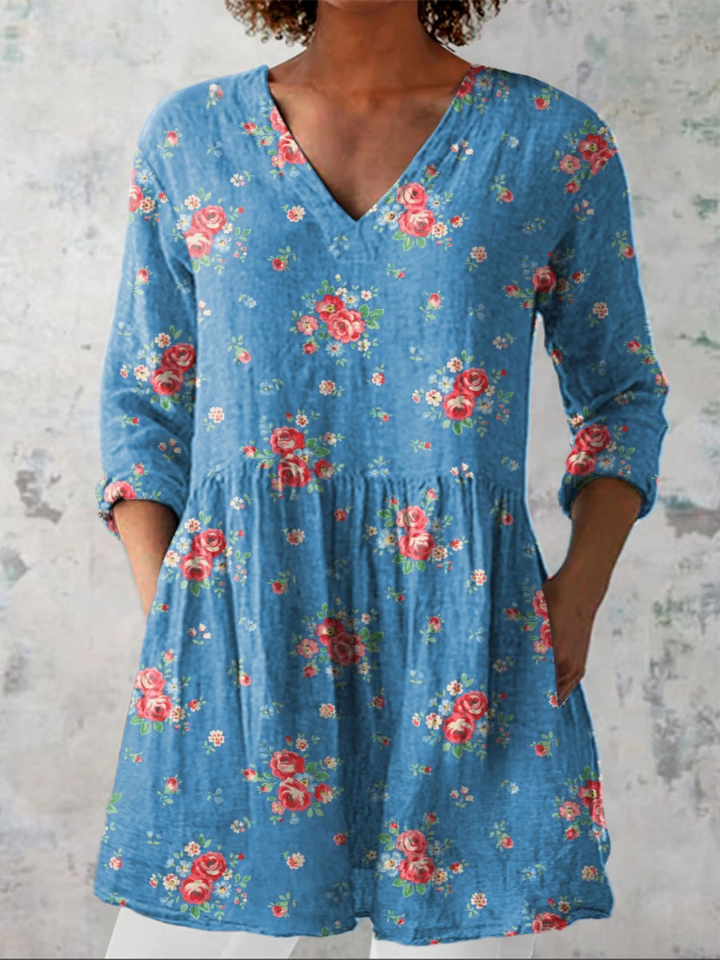 Mechthild | Langärmlige Bluse mit V-Ausschnitt