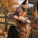 Handgefertigter gesteppter Hexenhut – Niedliches Halloween-Patchwork