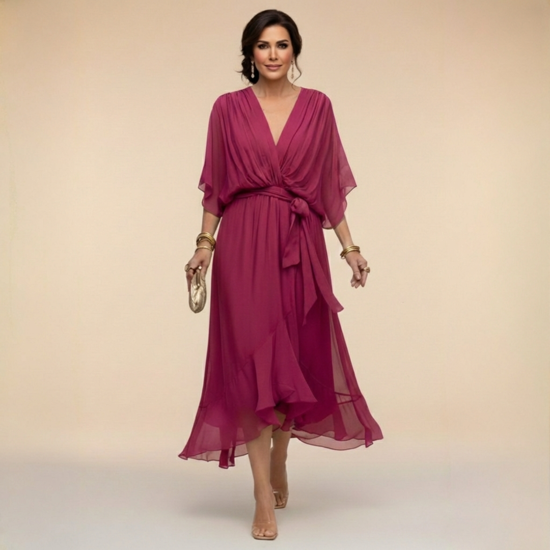 Regina | V-Neck Chiffon Dress