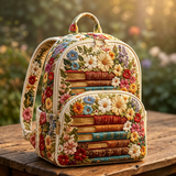 Gesteppter Rucksack – Bücher und Blumen