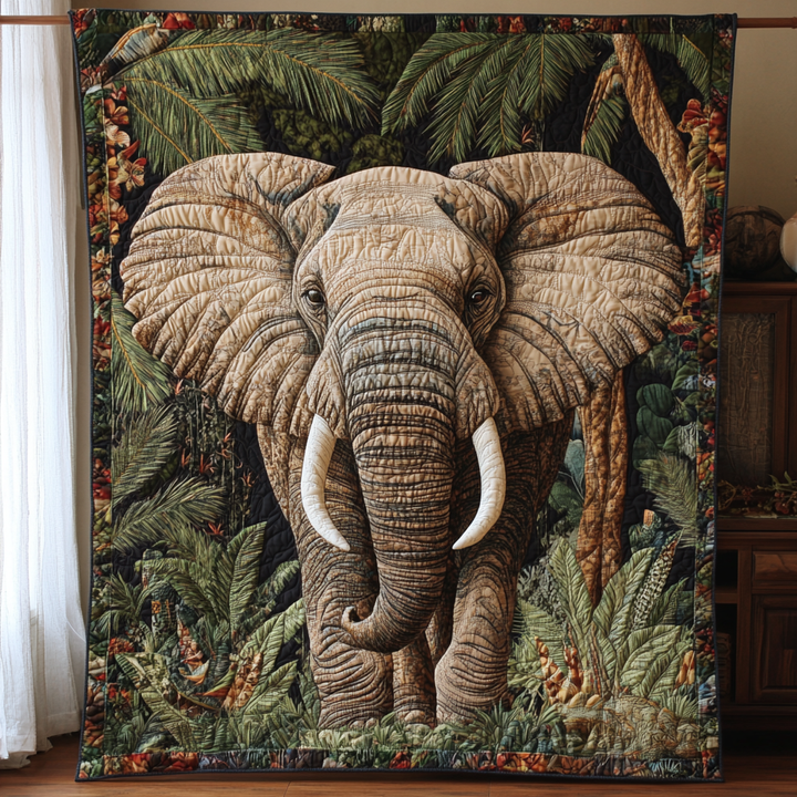 Steppdecke mit Elefant im Dschungel
