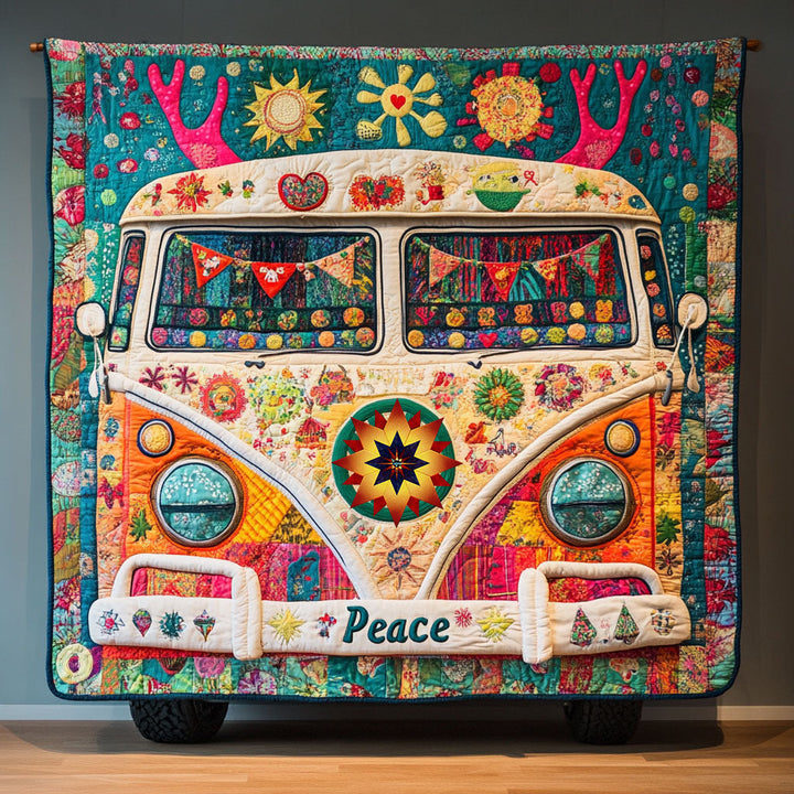 Steppdecke mit Hippie-Bus