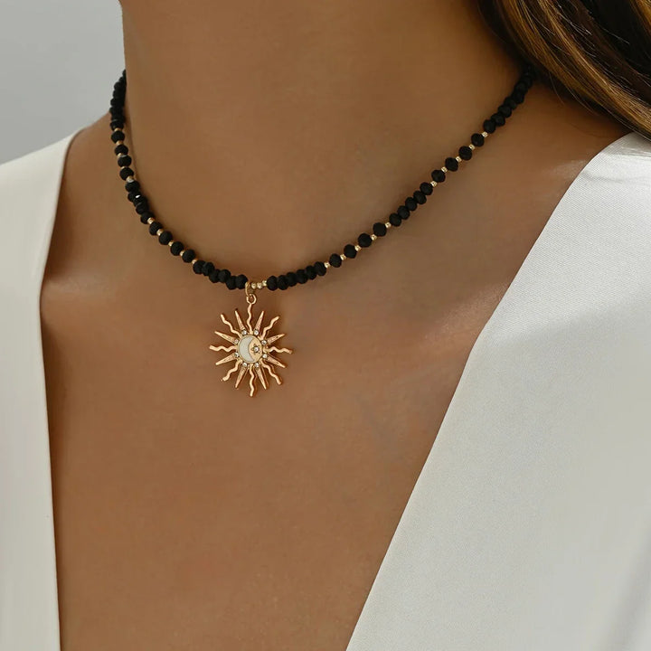 Boho-Collier Goldene Sonne