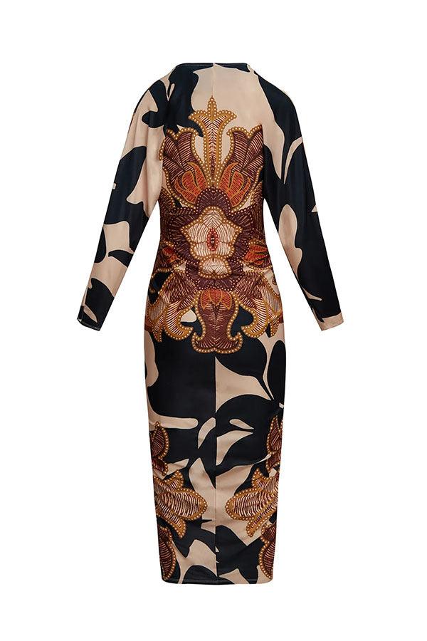 Monika | Einzigartiges Midikleid mit Dolmanärmeln und Sommer-Print