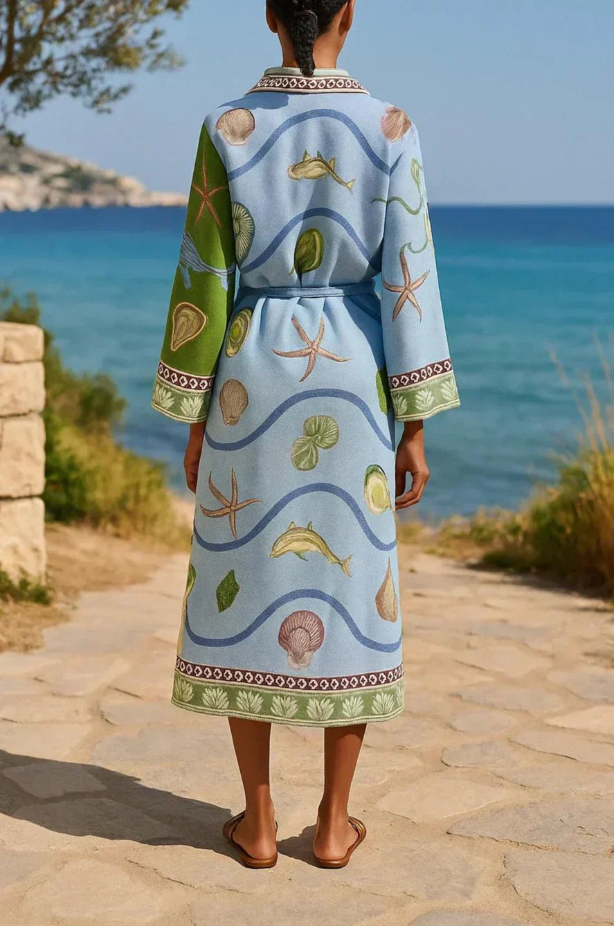 Renate | Midi Shirt Dress with Print and Belt