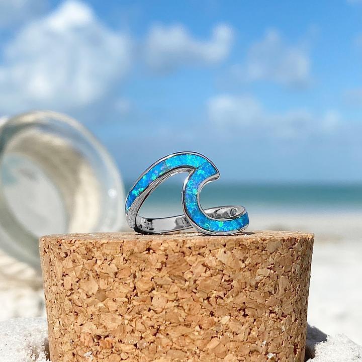 Opal- und Silber-Wellenring