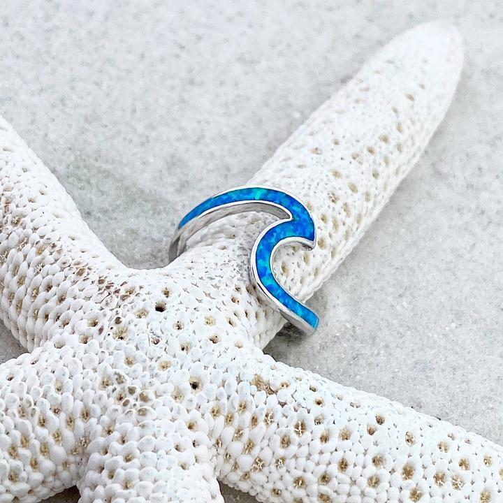 Opal- und Silber-Wellenring
