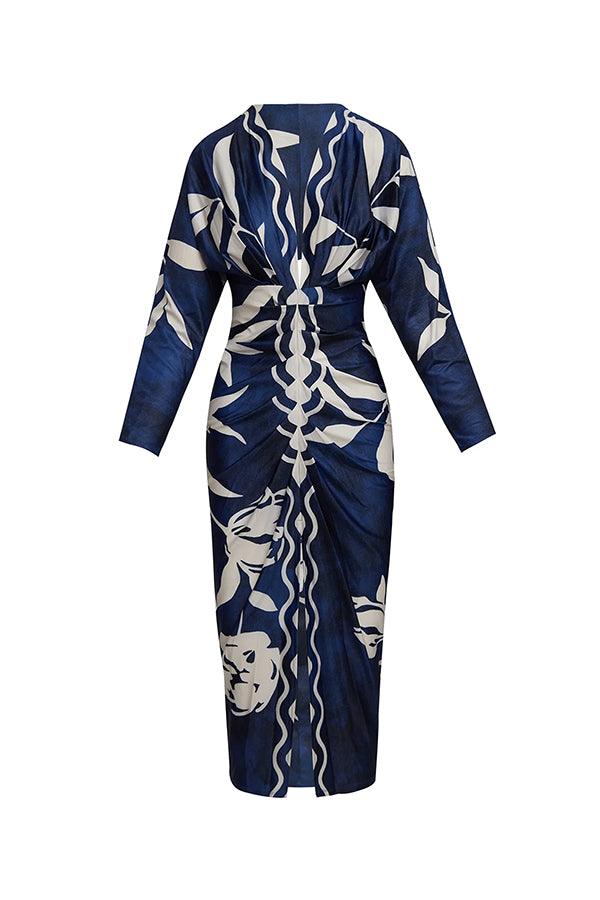 Monika | Einzigartiges Midikleid mit Dolmanärmeln und Sommer-Print