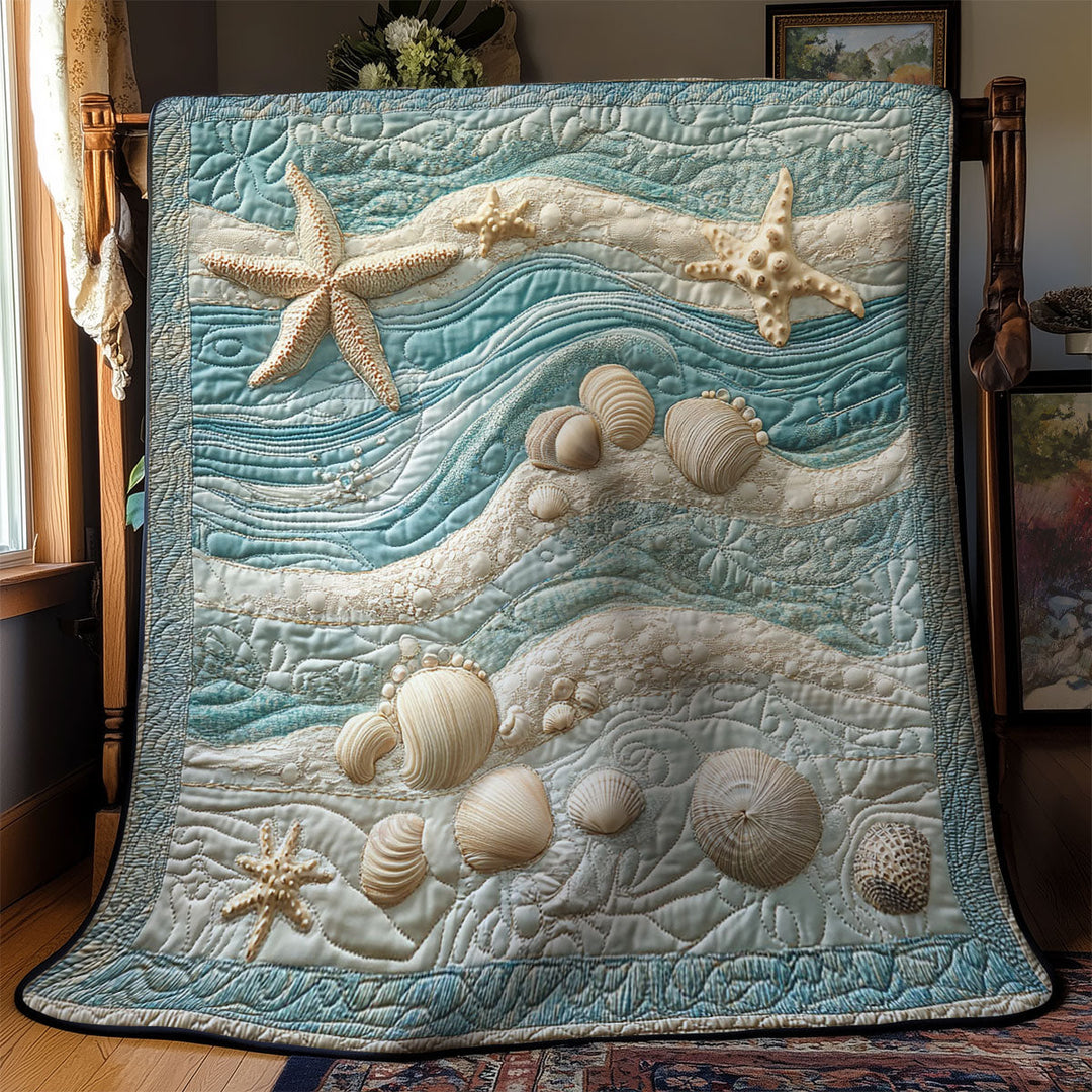 Steppdecke mit Muscheln und Seesternen