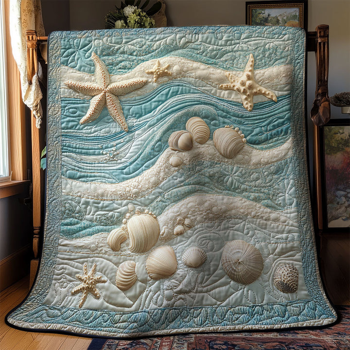 Steppdecke mit Muscheln und Seesternen