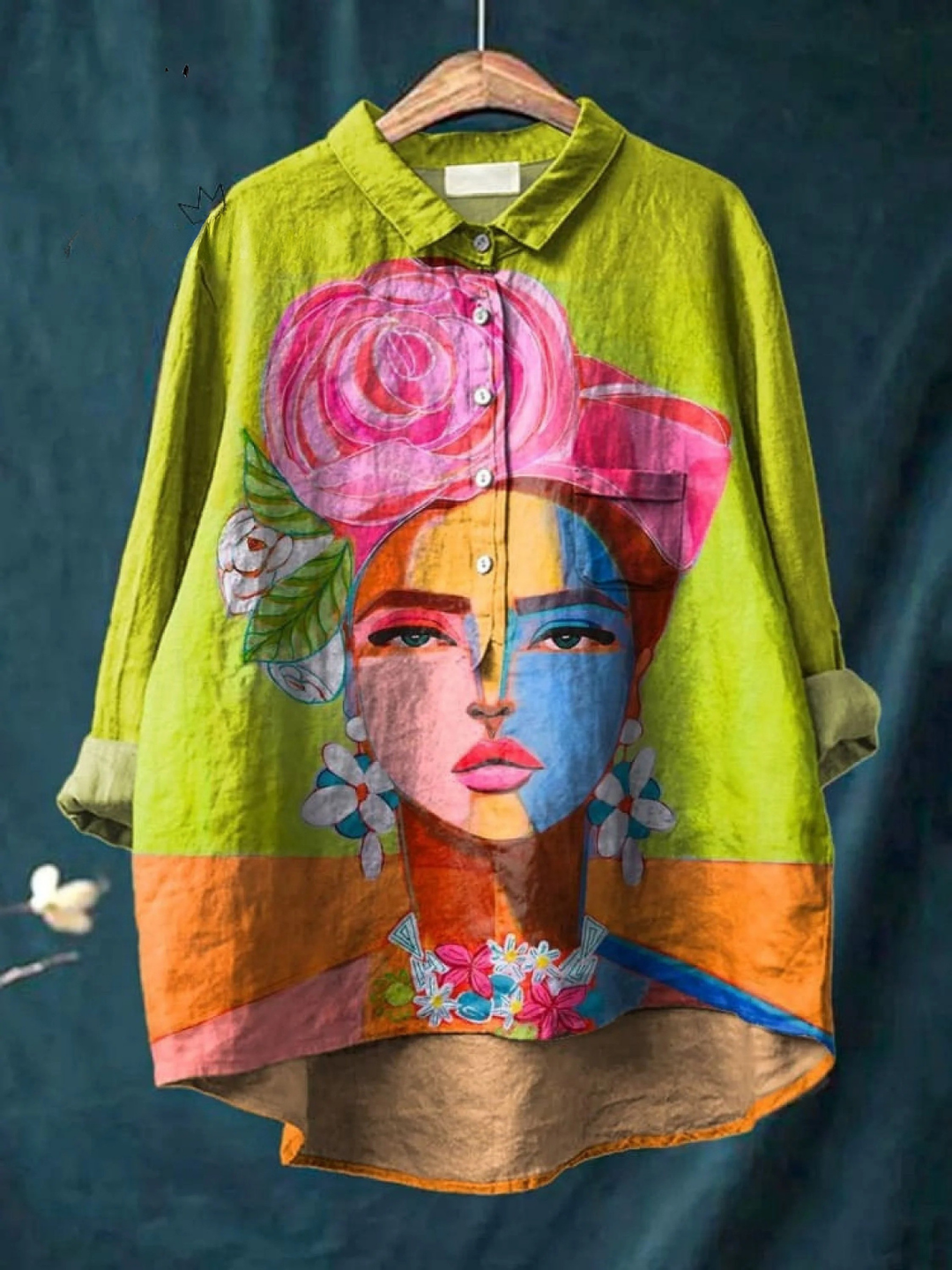 Martha | Leichtes T-Shirt mit Frida-Porträt im Öl-Druck