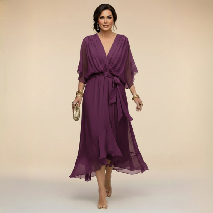 Regina | V-Neck Chiffon Dress