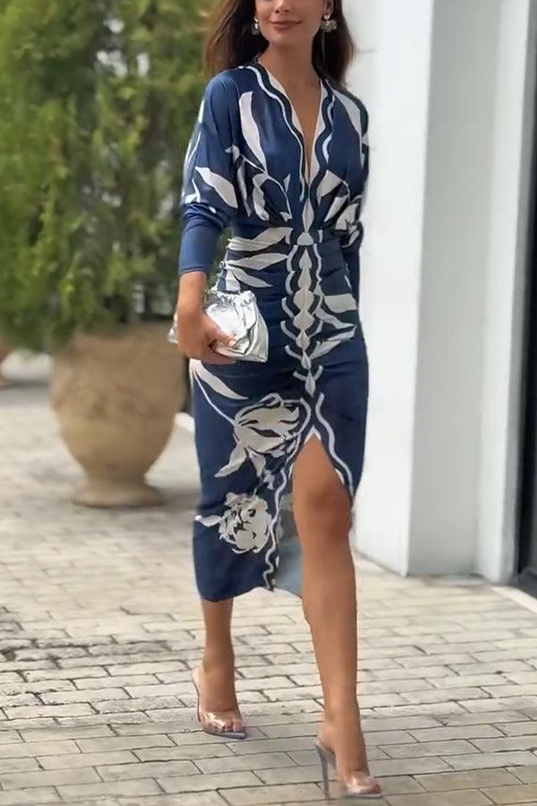 Monika | Einzigartiges Midikleid mit Dolmanärmeln und Sommer-Print