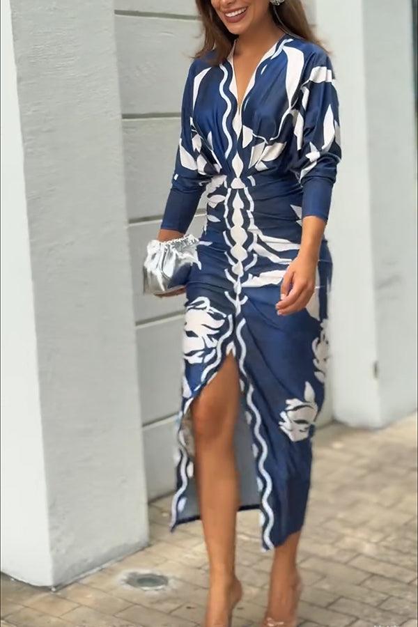 Monika | Einzigartiges Midikleid mit Dolmanärmeln und Sommer-Print