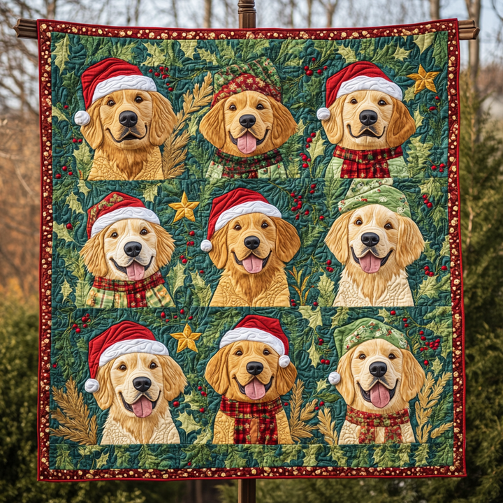 Weihnachts-Steppdecke mit Golden Retrievern