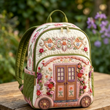 Gesteppter Rucksack – Wohnwagen mit Blumen