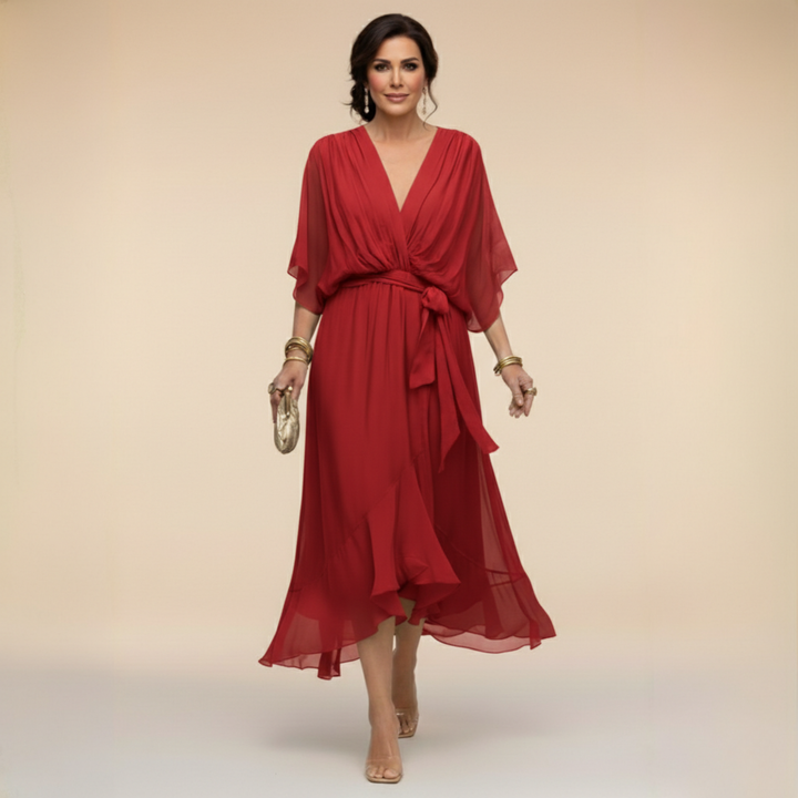 Regina | V-Neck Chiffon Dress