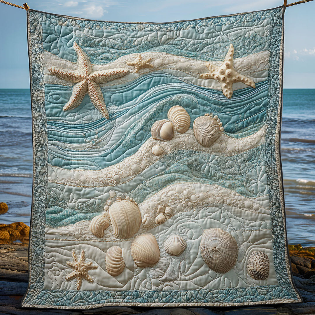 Steppdecke mit Muscheln und Seesternen