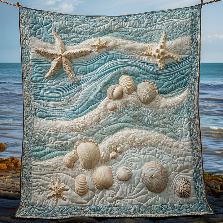Steppdecke mit Muscheln und Seesternen