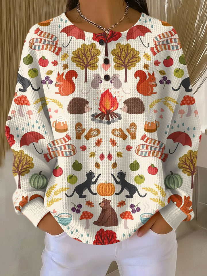 Mathilde | Pullover mit Herbstwald-Motiv