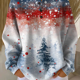 Astrid | Weihnachtspullover in Hellblau mit Tannenbaum