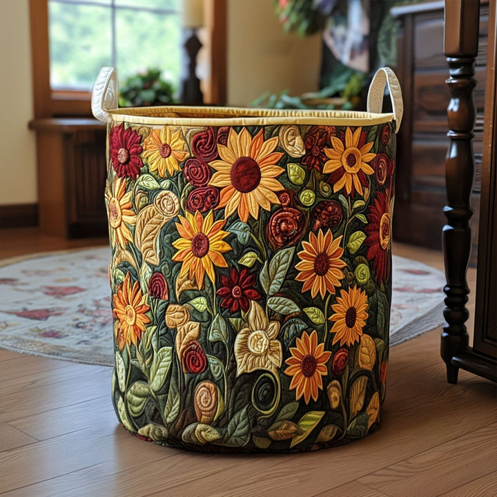 Gesteppter Wäschekorb – mit Blumendesign