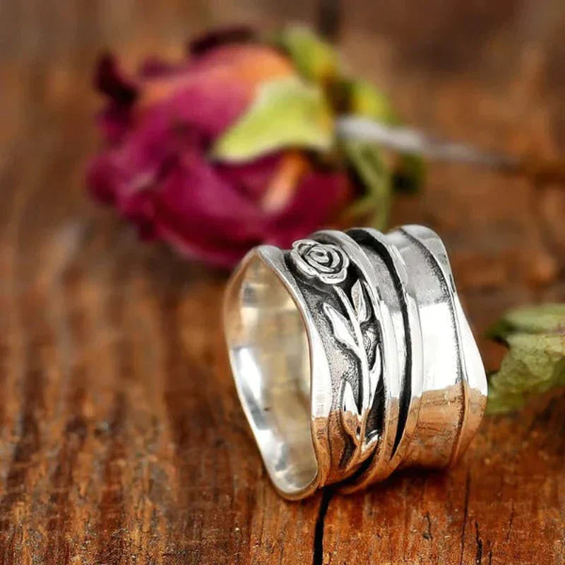 Silberring mit Blume