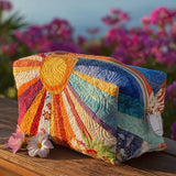 Gesteppte Kosmetiktasche mit Boho-Strahlen