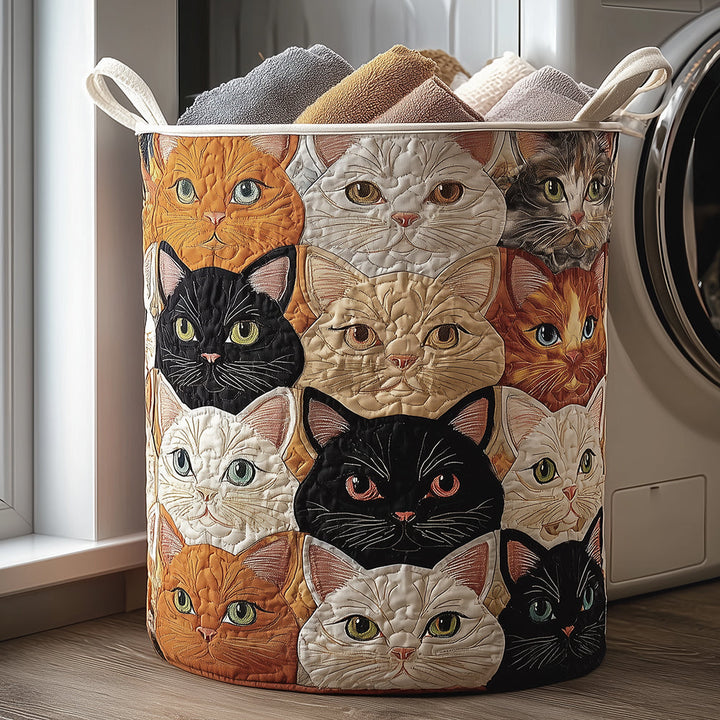 Gesteppter Wäschekorb – mit Katzen