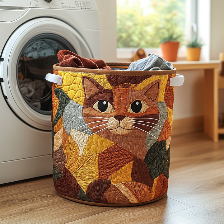 Gesteppter Wäschekorb – mit Katzen